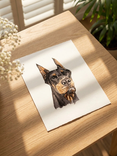 Custom watercolor pet portrait painted from a photograph by JagenArt