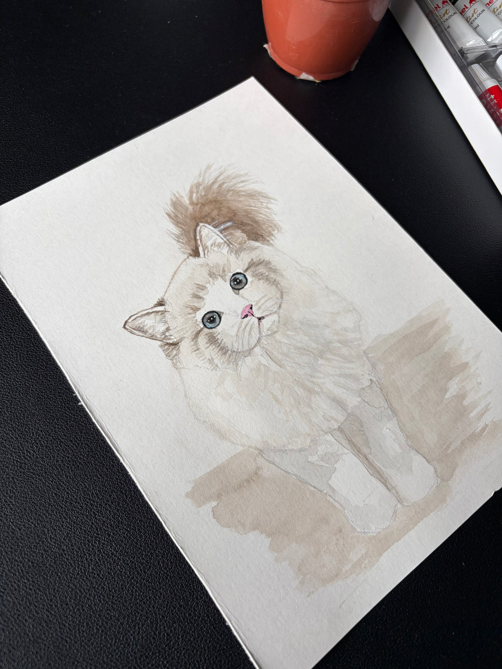 Personalized watercolor pet portrait artwork from a photo by JagenArt