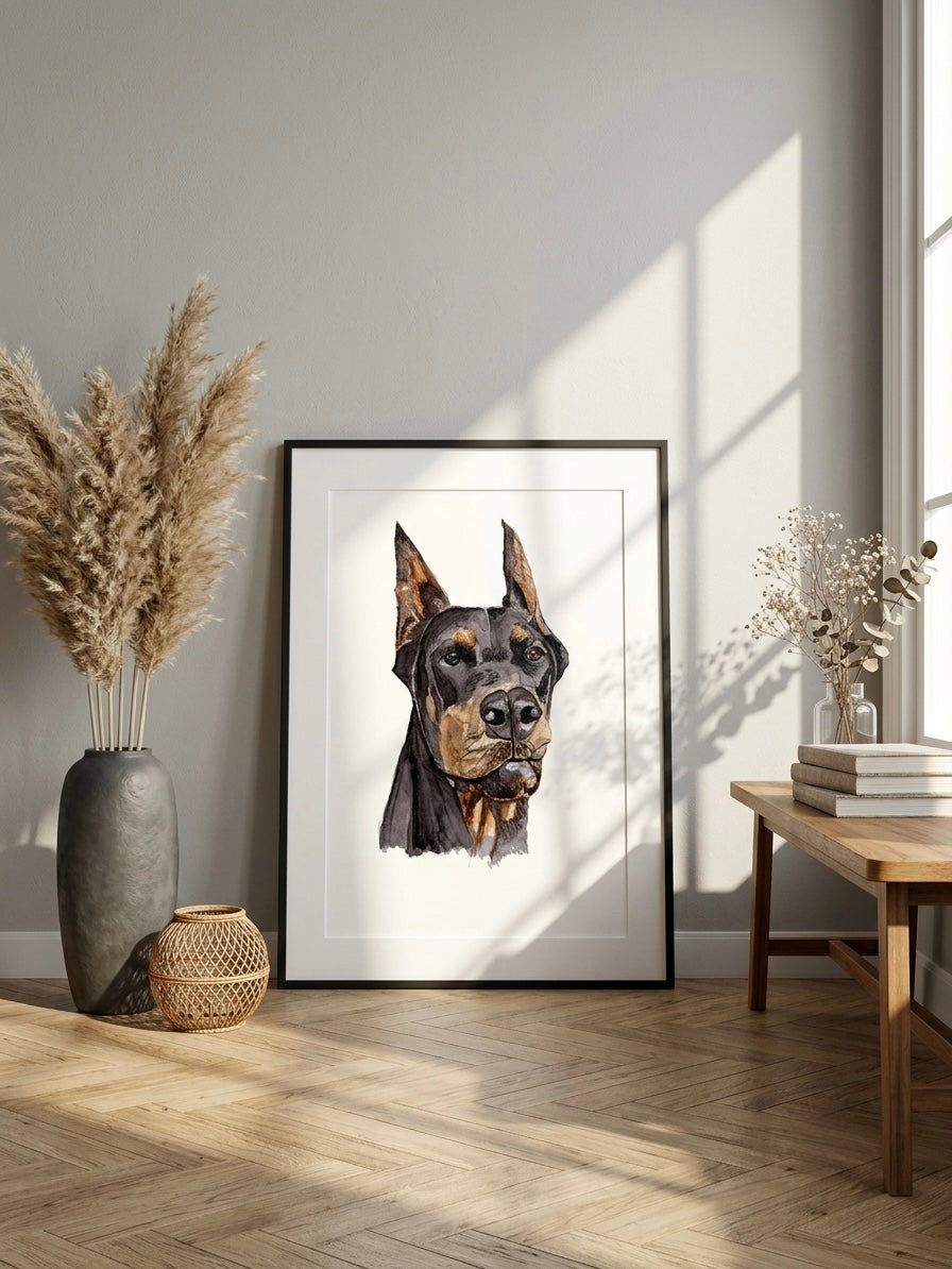 Custom pet portrait in watercolor with hand-painted details by JagenArt