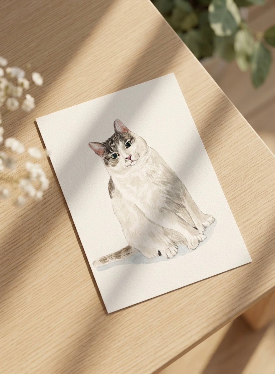 Realistic watercolor pet portrait artwork created from a customer photo by JagenArt